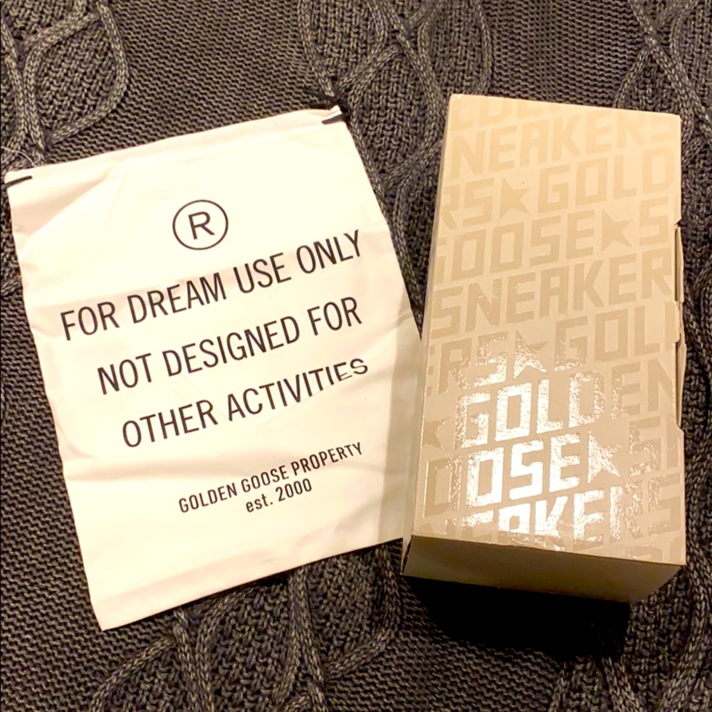 Golden Goose sneaker box and bag